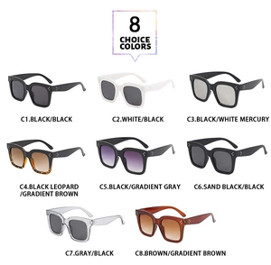 Matrice de 8 couleurs de lunettes de soleil carrées vintage avec détails de rivets