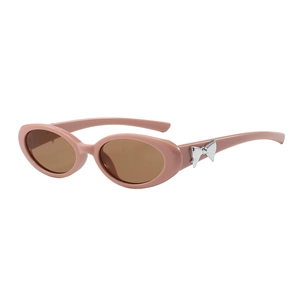 Lunettes De Soleil Yeux De Chat Ovales Rétro Pour Femmes Protection UV400 Monture PC Décoration Noeud Argent Y2K Mode