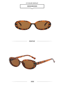 Demi tortoise oval sunglasses with brown lenses showing front and side views in detail