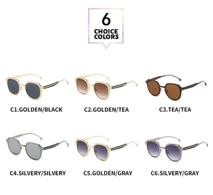 Detailed grid view of stylish oversized metal sunglasses in six unique lens color variants
