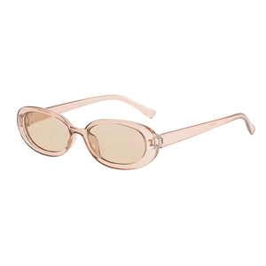 Classic oval frame sunglasses with retro pink finish and brown lenses for outdoor sun protection