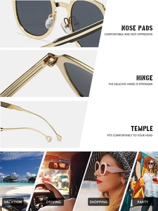 Detailed view of golden metal frames and dark grey lenses on stylish sunglasses