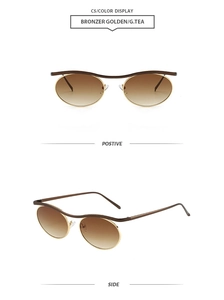 Lunettes de soleil steampunk ovales en métal avec monture bronze et verres dégradés