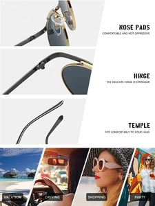 Vues détaillées des montures en métal doré et charnières de lunettes de soleil rondes