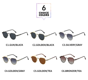 Detailed grid of vintage polygonal metal sunglasses in six different stylish color options