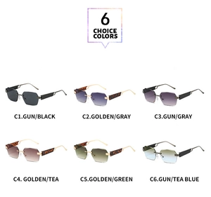 Collezione di sei occhiali da sole senza montatura irregolari in vari colori