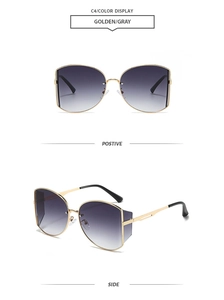 Details von goldener Schmetterlingssonnenbrille mit grauen Verlaufsgläsern Modell C4