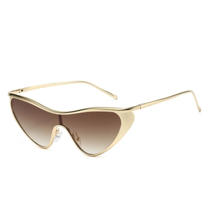 Fashion One-piece Cat Eye Sunglasses Metal Frame UV400 Protection Punk Hip Hop Y2K Trendy Eyewear For Women Men