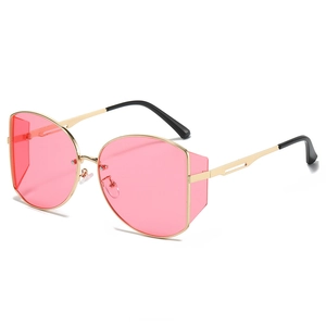 Mode Schmetterling Sonnenbrille Metallrahmen UV400 Schutz PC Linsen Große Irreguläre Retro Brillen Für Reisen