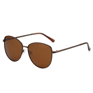 Lunettes de soleil aviateur en métal avec monture texturée marron et verres thé