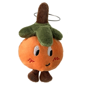 Cute plush orange keychain with embroidered face and durable steel wire loop for bags