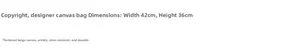 Size specifications of the beige canvas tote bag measuring 42cm width by 36cm height