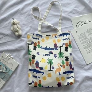 Hawaii Tropical Print Canvas Tote Bag Women Large Capacity Shoulder Handbag Summer Casual Shopping Travel Zip Closure