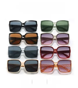 Detailed grid of square oversize sunglasses featuring stylish diamond pattern on temples