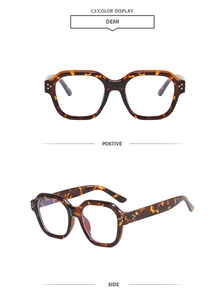 Détails de la monture carrée à motif écaille avec rivets métalliques décoratifs