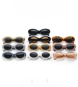 Detailed grid showing multi-color vintage oval frame sunglasses in various stylish finishes