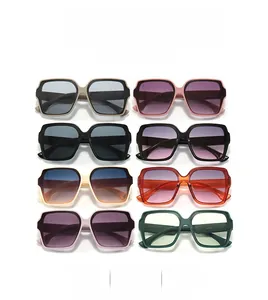 Detailed matrix display of square fashion sunglasses in eight vibrant trendy colors