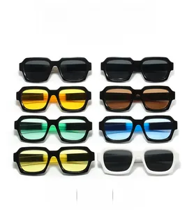 Collection of vintage square sunglasses in eight diverse frame and lens color options