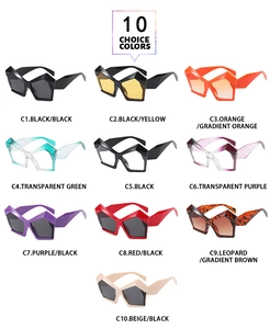 Détails de lunettes de soleil polygonales surdimensionnées en dix coloris variés