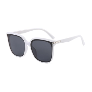 Modern oversized square sunglasses with white frame and dark grey lenses for street style