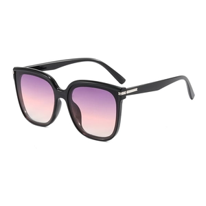 Chic oversized square sunglasses with gradient purple lenses and silver metal temple accents