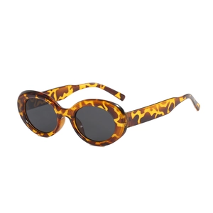 Retro oval tortoise shell sunglasses with dark grey UV protective lenses for women