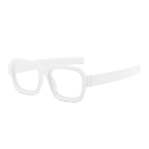 Klassische weiße eckige Retro-Brille mit dicken minimalistischen Acetatrahmen für den Alltag