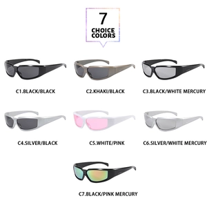 Collection of futuristic sports sunglasses in seven colors with sleek wraparound frames
