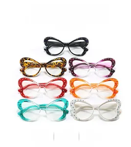 Montature per occhiali a farfalla con strass in sette colori di tendenza collezione