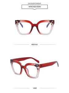 Cat eye glasses frames in wine red demi gradient with front and side views