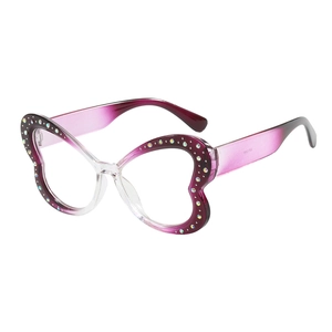 Occhiali Di Moda Con Montatura A Farfalla E Strass Materiale PC Stile Y2K Lenti Trasparenti Occhiali Decorativi Per Donne Festa