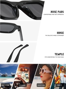 Details von verstärkten Scharnieren und glatten Nasenpads der schwarzen Sonnenbrille