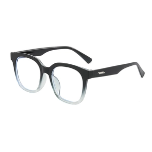 Classic square large frame glasses with stylish black to clear gradient finish