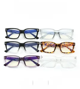 Collection of six retro square frame glasses in assorted colors like tortoiseshell and grey