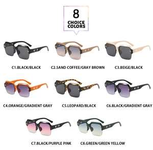 Detailed grid of oversized half-frame sunglasses in eight colors with CH metal accents