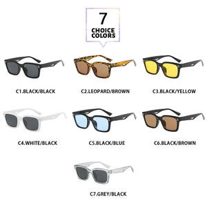 Selection of seven vintage square frame sunglasses in various stylish frame and lens colors