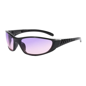 Fashion outdoor sports sunglasses with purple gradient lenses and black vented frames
