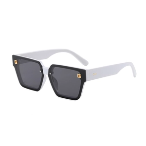 Classic oversized square sunglasses with black and white frame and gold metal G detail