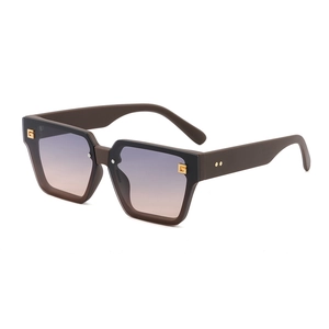 Classic square oversized sunglasses with dark brown frame and gradient purple lenses