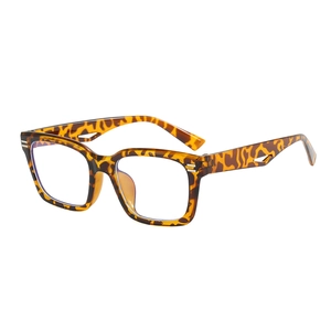 Classic tortoise shell square frame eyeglasses with blue light blocking clear lenses