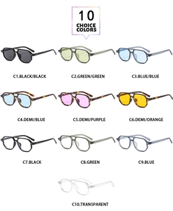 Collection of ten vintage double-bridge sunglasses in various frame and lens colors