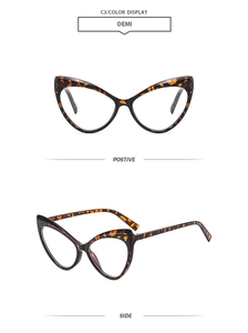 Macro view of demi-patterned cat eye glasses frames with vintage tortoise shell finish