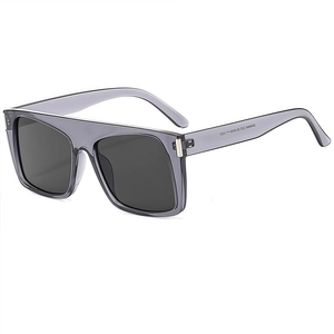Oversized square sunglasses with transparent dark grey frames and high-quality lenses