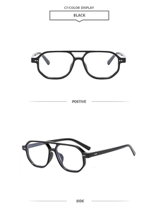 Front and side views of vintage pilot sunglasses with black frames and double bridge design