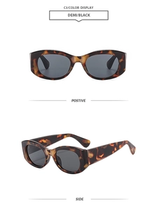 Détail des lunettes de soleil géométriques noir demi avec profils avant et latéraux