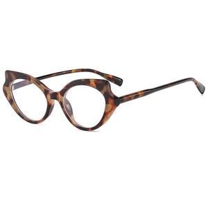 Monture de lunettes rétro œil de chat en écaille avec des lignes géométriques