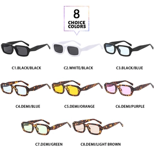 Collage de lunettes de soleil rectangulaires rétro en huit couleurs et verres variés