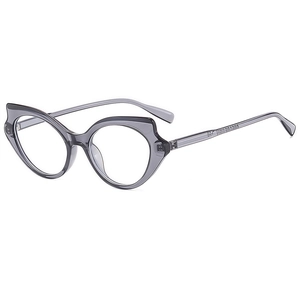 Monture de lunettes œil-de-chat grise translucide moderne avec design stylé en forme d'oreilles