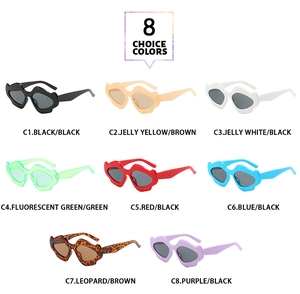 Selection of irregular cloud-shaped sunglasses in 8 trendy colors for Y2K fashion style