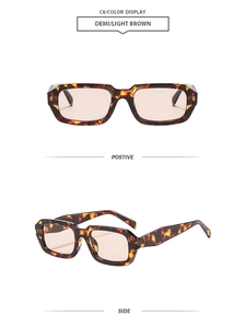 Vues détaillées de lunettes de soleil carrées vintage avec monture en écailles demi